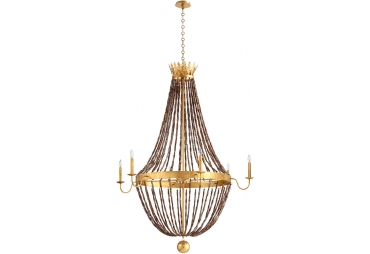 Six-Liight Gold Leaf Chandelier