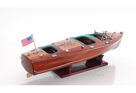 1920's Chris Craft Triple Cockpit Wooden Classic Speed Boat Model