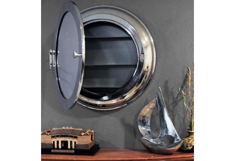 Nautical Wall Decor Solid Brass Porthole Mirror With Cabinet Storage 