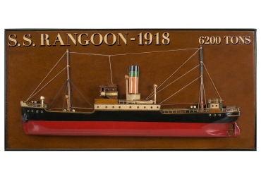1918 Tramp Steamer Rangoon Half Hull Model