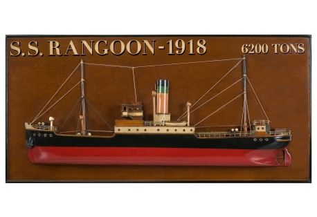  S. S. Rangoon 1918 Tramp Steamer Half Hull Model
