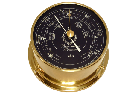 high quality barometer in a beautiful hand polished and lacquered 6" brass case