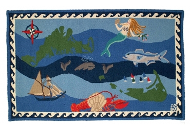 Nantucket Nautical Hooked Rug