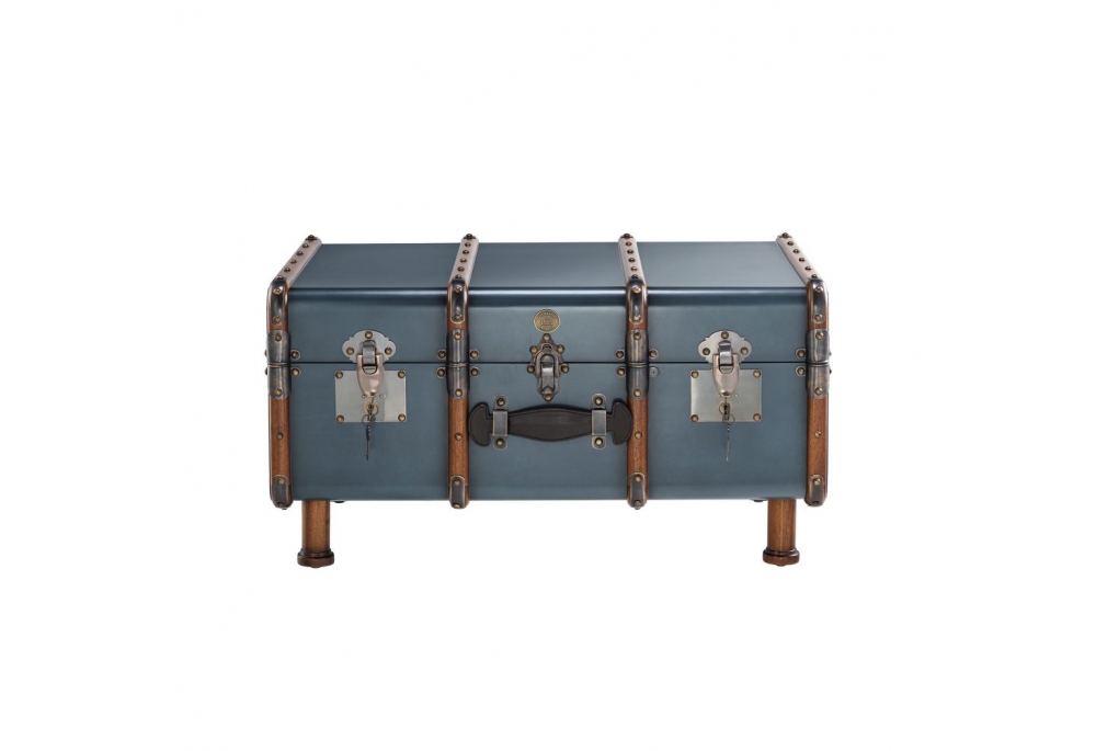 Pair of Zinc Steamer Trunks / Coffee Tables