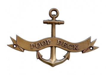 Brass Poop Deck Anchor With Ribbon Sign