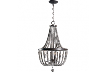 3 Light 16 inch Steel and Wood Chandelier Ceiling Light