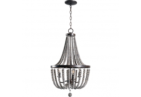 Steel and Wood Chandelier Ceiling Light