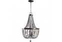 3 Light 16 inch Steel and Wood Chandelier Ceiling Light