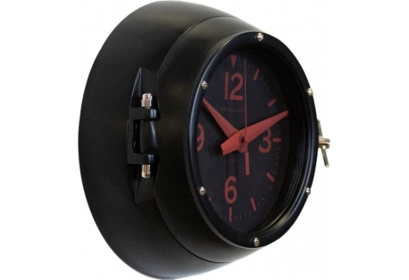 Black painted aluminum with beveled glass lens Submarine Nautical Wall Clock