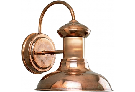 This indoor-outdoor lantern is solid copper that ages to a natural patina finish. One-Light 8" wall lantern. 