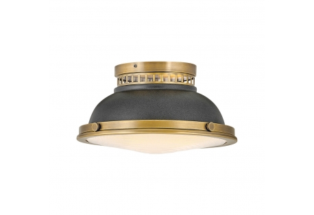 Emery 2 Light 13 inch Heritage Brass/Aged Zinc Flush Mount Ceiling Light