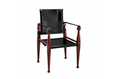 Leather Campaign Chair, Black