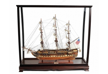 USS Constitution Wooden Ship Model with Display Case