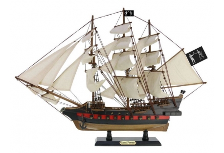 Wooden Black Bart's Royal Fortune White Sails Limited Model Pirate Ship 26"