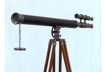 Floor Standing Antique Copper with Leather Griffith Astro Telescope 65"