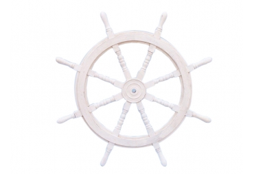 Classic Wooden Whitewashed Decorative Ship Steering Wheel 36"