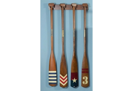Authentic Models Decorative Oars  complete set of 4 Royal Barge Oars with an included wall rack
