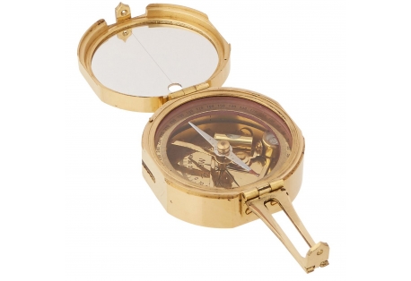 Solid Brass Brunton Compass in Wooden Gift Box