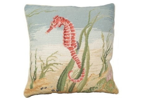 Sea Horse WOOL pillow  is very realistic with it's rich shades of coral. 