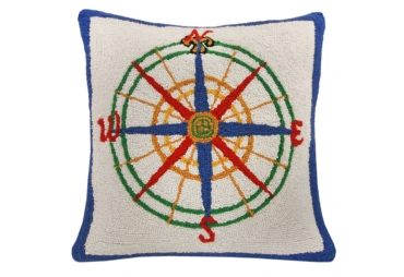 Compass Rose Handmade Wool Pillow