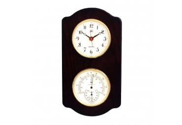Clock and Weather Station Ash Wood with Brass Bezel