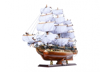 USS Constitution Wooden Model Ship with Sails Up