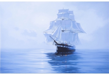 Tall Ship in Moonlight Reflection Canvas Painting