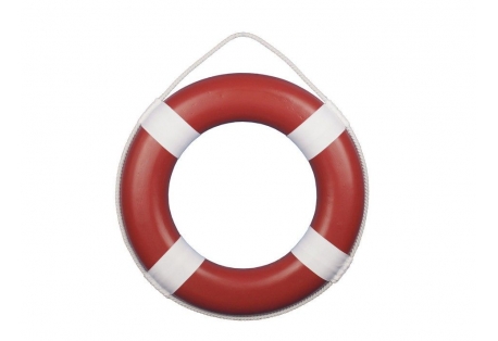 This Red Painted Decorative Life Ring with White Bands 20" will compliment any beach decor theme perfectly. 
