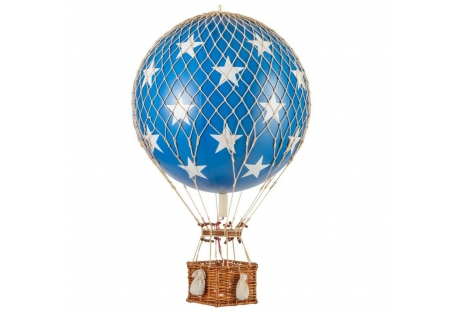The decorative hot air balloon model is handcrafted of fabric paper gores applied to a papier-mache core, the netting is hand woven 
