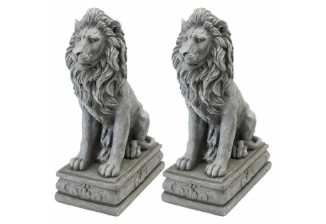 Sentinel Lion Statue: Set of Two