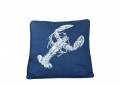 Navy Blue and White Lobster Pillow 16"