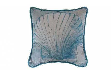 Light Blue and White Seashell Decorative Throw Pillow 10"