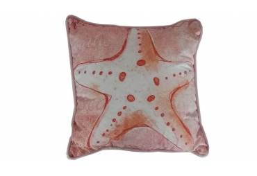 Red and White Starfish Decorative Throw Pillow 10"