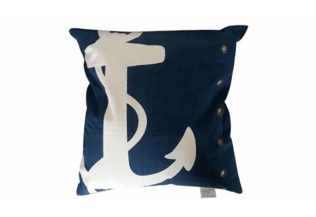 Blue Anchor Nautical Pillow with Rivets 18"
