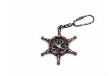 Hampton Nautical K-239-AN Brass Porthole 5-Nautical Key Chain-Antique Mirror Keychain