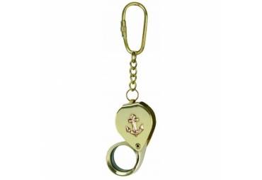 Solid Brass Anchor Magnifier Key Chain 4"