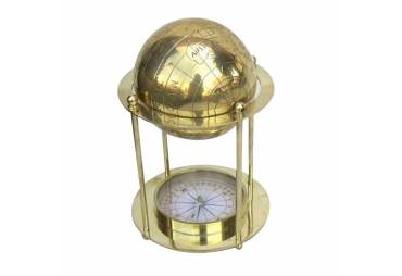 Brass Globe Standing Compass 8"