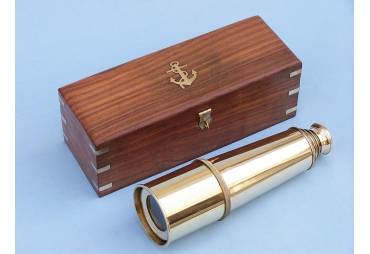 Admiral's Brass Spyglass Telescope 32" w/ Rosewood Box