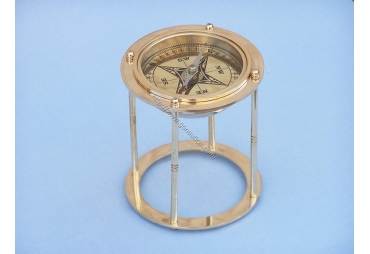 Brass North Star Compass on Stand 4"