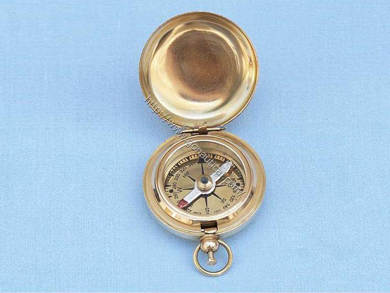 Antique Finish Brass Compass, Small Open Face Pocket Compass, Necklace,  Keychain