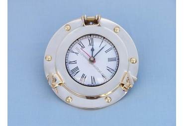 Brass Porthole Clock 8"