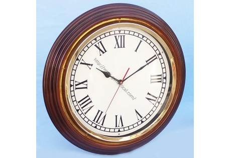 Rosewood/Brass Wall Clock 17"