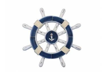 Rustic Decorative Ship Wheel with Anchor 12"