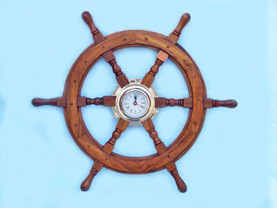 Ship Wheel with Clock - 24