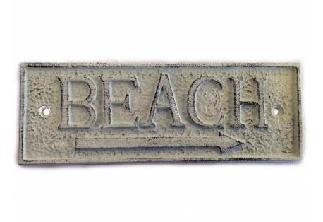 Whitewashed Rustic Beach Sign from Cast Iron