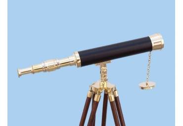 Floor Standing Brass/Leather Harbor Master Telescope 50"