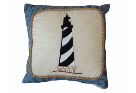 Quilted Lighthouse Decorative Throw Pillow 14"