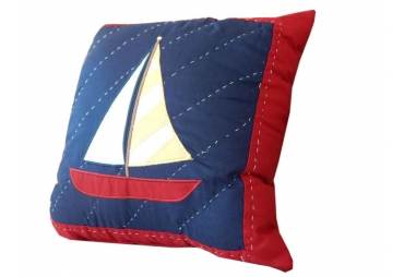 Quilted Sailboat Decorative Throw Pillow 14"