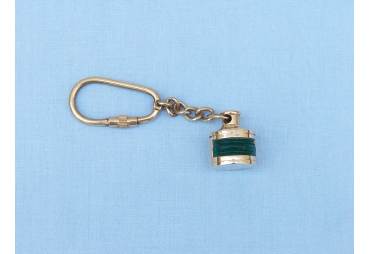 Brass Green Ship Lamp Key Chain
