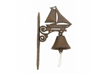 Iron Rustic Sailboat And Bell 13"